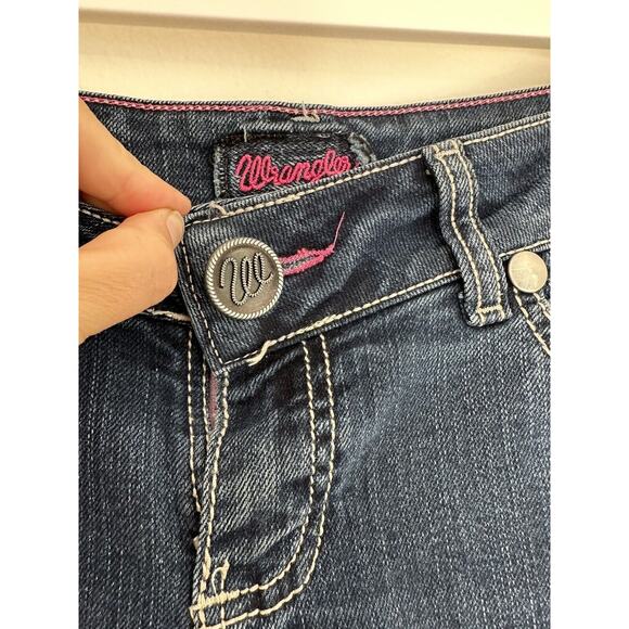 Wrangler Pink Tag Woman's Jeans Size 1/2 Frayed Bootcut - Picture 4 of 6